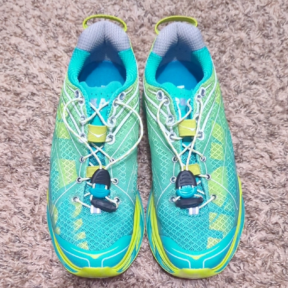 Hoka Green and Blue Athletic Shoes